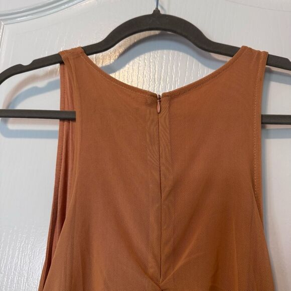 House of Harlow 1960 Peach Orange Ruched Sleeveless Midi Dress Size Medium - Picture 7 of 9